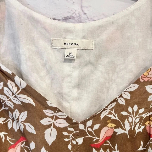 Merona Floral Print Bird Print Fit & Flare Sleeveless Dress Size 14 Casual - Picture 4 of 8